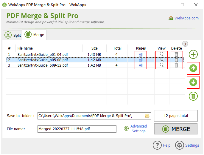 WekApps PDF Merge & Split - Arrange PDFs