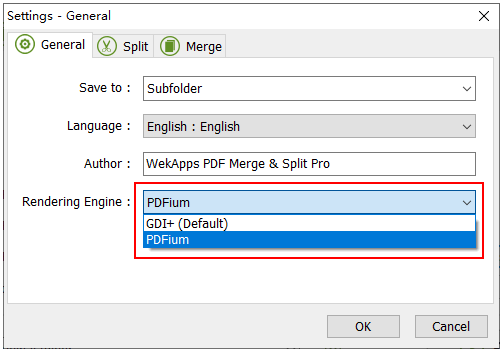 WekApps PDF Merge & Split - Rendering Engine